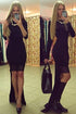 Black Long Sleeves High Low Evening Dress